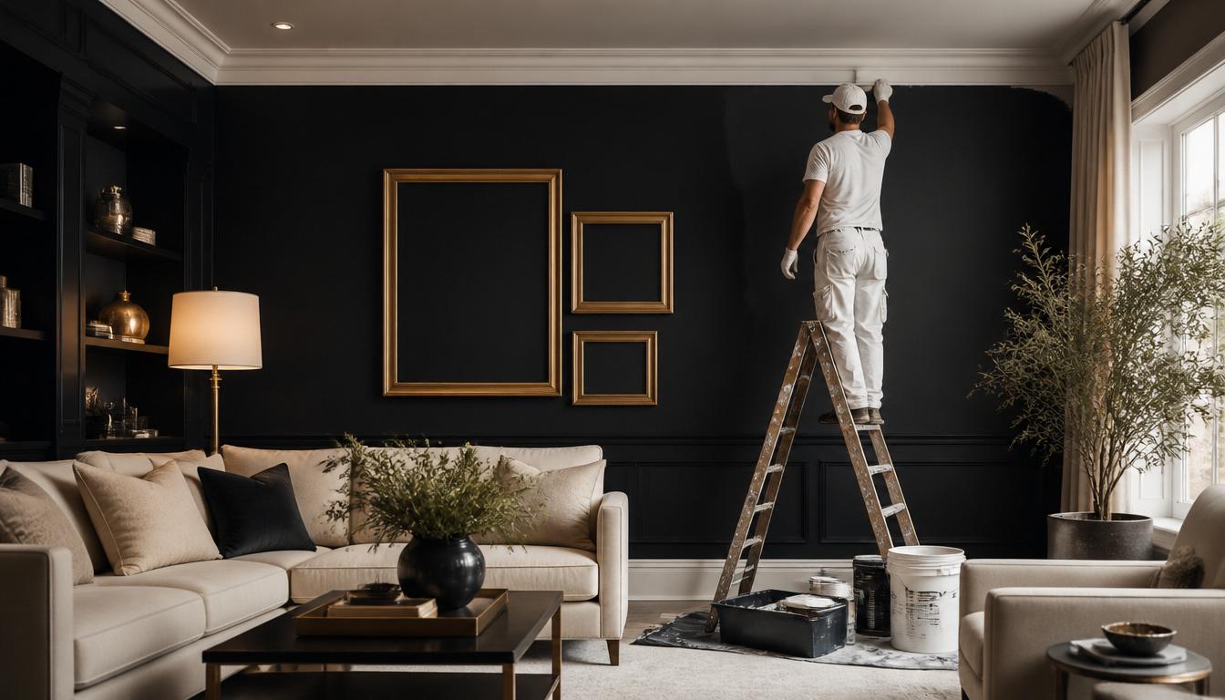 Luxurious interior with premium black and gold wall finish