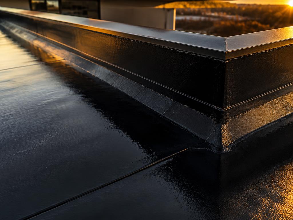 Close-up of sealed roof waterproofing membrane